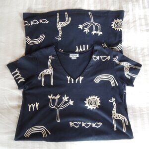 M. Mac Black & Cream Animal & Nature Print Dress M